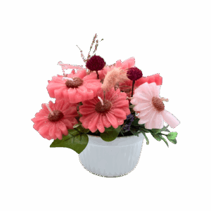 Coral and Pink Daisy Candle Bouquet